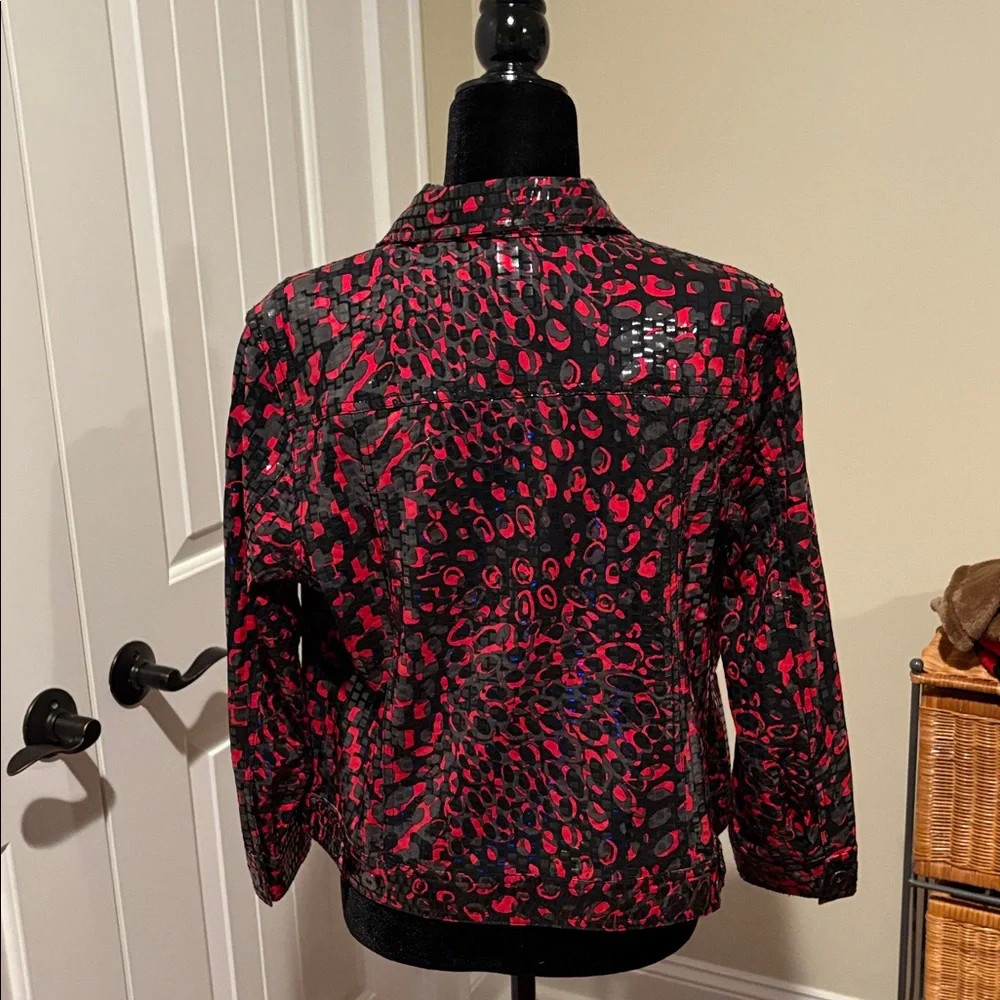 Ruby Rd. Red and Black Patterned Jean Jacket - Picture 4 of 7